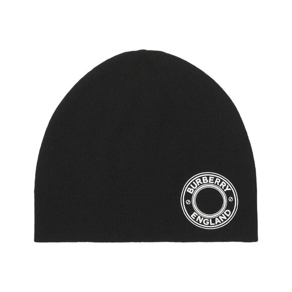 Burberry BB Roundel Logo Graphic Cashmere Blend Beanie Black